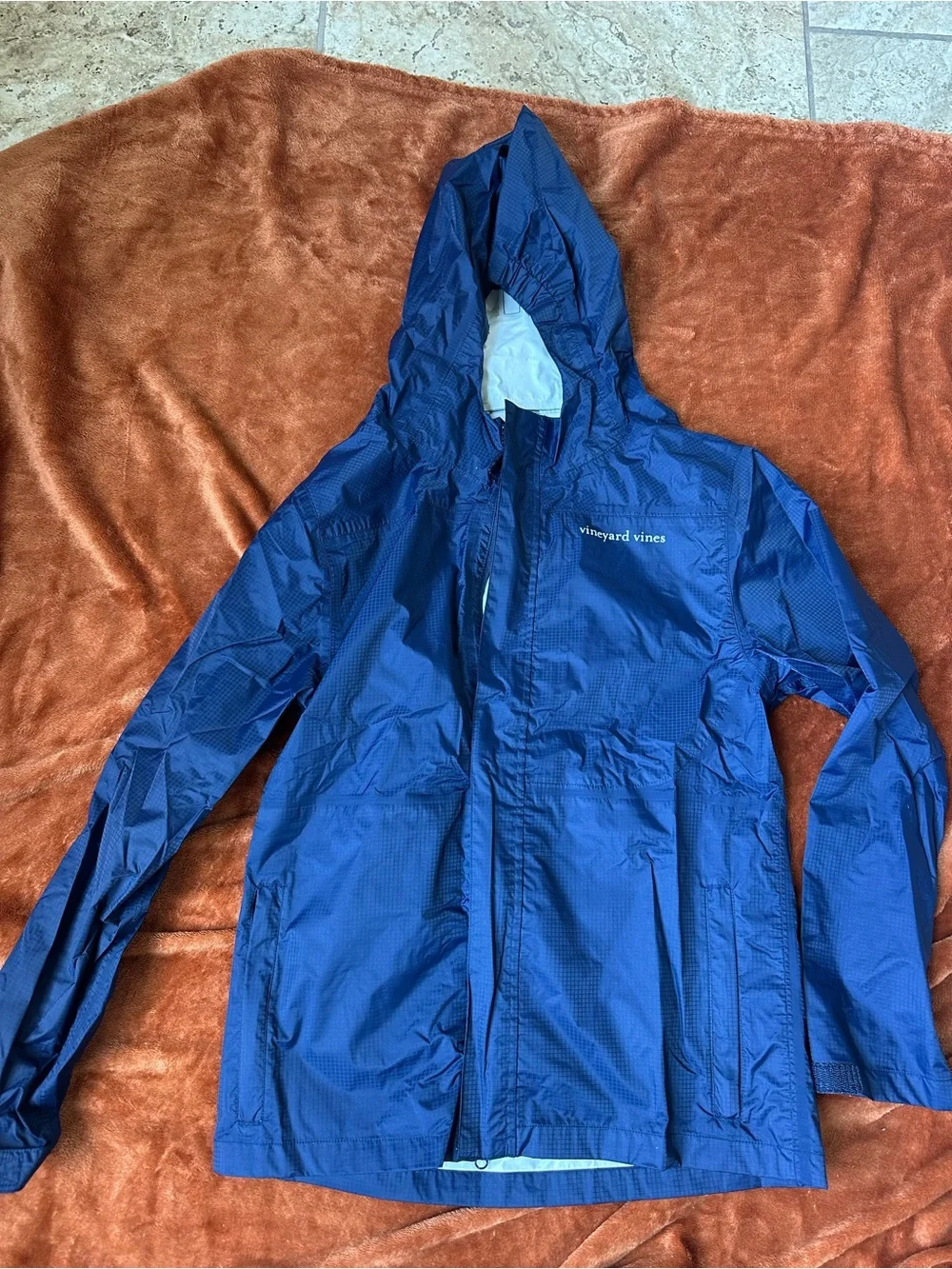 Vineyard Vines Royal Blue Hooded Rain Jacket